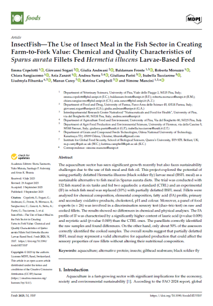 InsectFish—The Use of Insect Meal in the Fish Sector in Creating Farm-to-Fork Value: Chemical and Quality Characteristics of Sparus aurata Fillets Fed Hermetia illucens Larvae-Based Feed